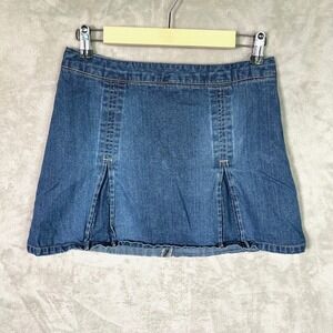 Vintage 2004 Old Navy Jean Skort Mini Skirt Pleated Size 10.5 (Waist 28) Y2K
